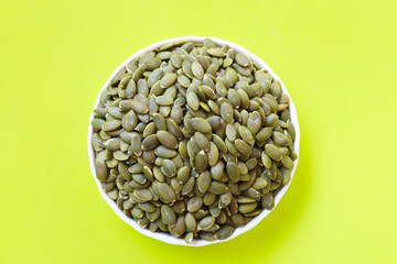 Delicious peeled green pumpkin seeds