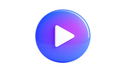 Shiny, gradient-colored circular play button with a white triangle on a black background