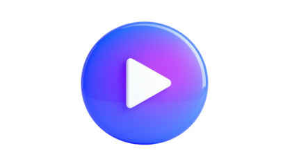 Shiny, gradient-colored circular play button with a white triangle on a black background