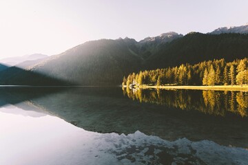 lake and mountains