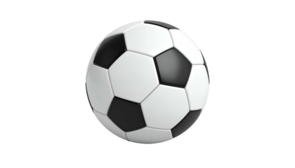 A classic black and white soccer ball, floating against a black background