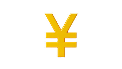 Fototapeta premium A golden, three-dimensional yen currency symbol set against a stark black background