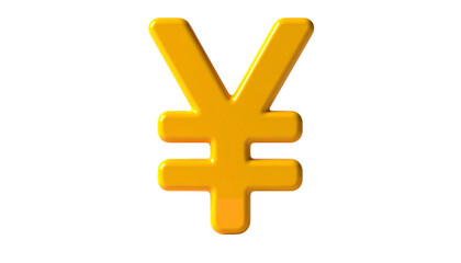 Fototapeta premium 3D rendered, golden Yen currency symbol floating against a black background