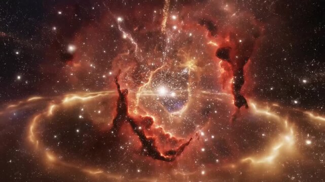 Cosmic birth an explosion of light and glowing celestial matter