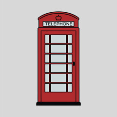Obraz premium Classic Red British Telephone Booth Icon.