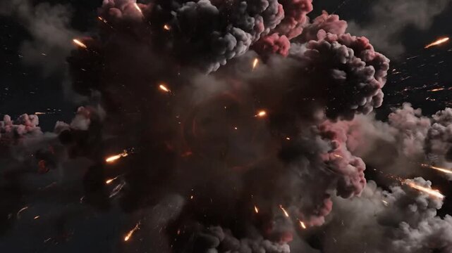 Fiery maelstrom of explosion with sparks