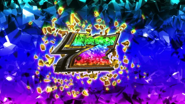 Gambling number seven 3D text loop animation