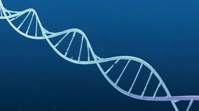 Beautiful 3D illustration of DNA helix on a blue background for science and biology concepts