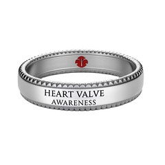 Heart valve awareness ring features sleek design with transparent background, symbolizing support and advocacy for heart health