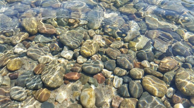 Clear Water Ripples Over River Pebbles