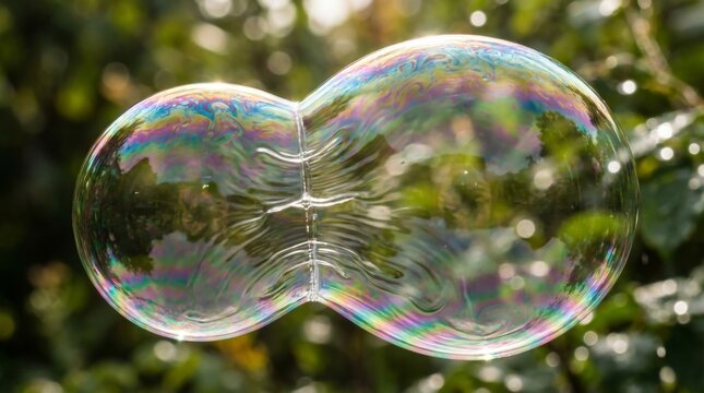 Colorful Merged Soap Bubbles in Nature