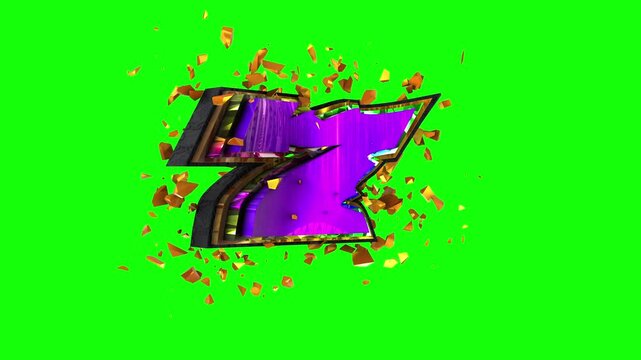 Gambling number seven 3D text loop animation