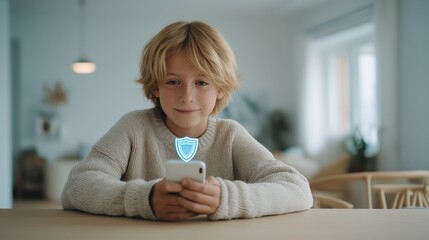 Child smartphone usage representing digital safety, child internet protection, and secure mobile platforms. Cybersecurity education, parental monitoring tools, and responsible technology use campaigns