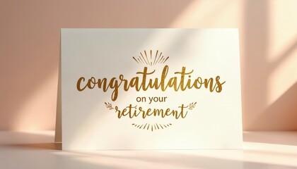 Minimalist card with golden text Congratulations on Your Retirement. Elegant greeting for a new chapter in life. Simple design for celebration. Special wishes for retirees. New beginning wishes.