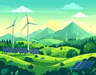 Renewable Energy Eco Friendly Illustration