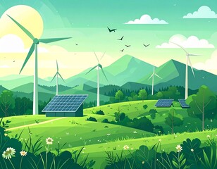 Clean Energy and Ecology Illustration