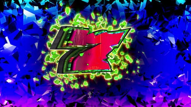 Gambling number seven 3D text loop animation