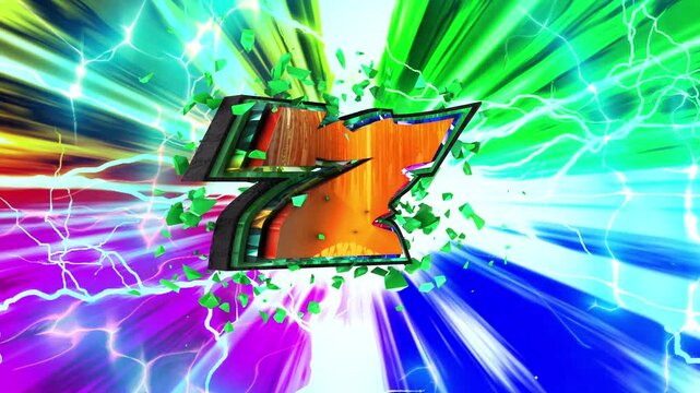 Gambling number seven 3D text loop animation