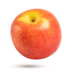 Falling fresh apple isolated on white background.