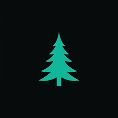 Obraz premium A teal-colored silhouette of a Christmas tree is centered on a black background.