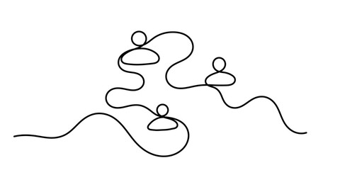 Social Collaboration Continuous Line Editable Stroke Line, Continuous One Line Drawing Teamwork Icons Concept. Vector illustration
