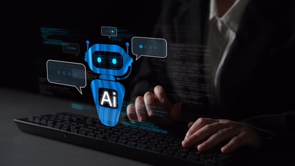 AI Virtual Assistant Artificial Intelligence Chatbot Controlled by Prompt Engineering for Explainable Generative AI information and LLM Deep Learning Technology for Smart Business Work Support. Muxer