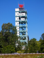 Flight control radar tower on a sunny day