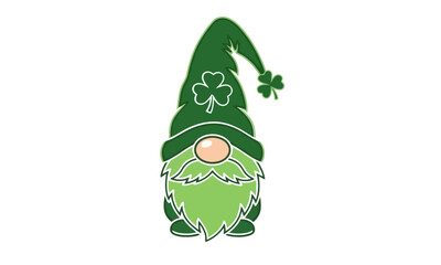 A charming green gnome with a shamrock on its hat, perfect for St. Patrick's Day.