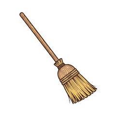 Traditional straw broom design depicted on a clean white background