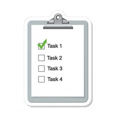 Clipboard featuring a partially completed checklist with one item marked as done
