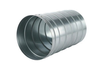 industrial metallic air duct with ribbed design . Isolated on transparent background, png