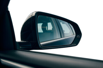  car side mirror showing reflection of window  . Isolated on transparent background, png