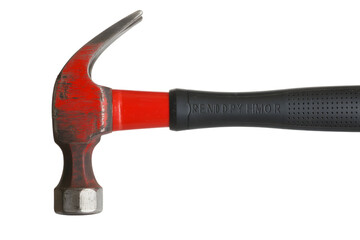 vintage claw hammer with red handle. Isolated on transparent background, png