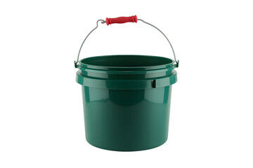 Green bucket with red handle  . Isolated on transparent background, png