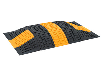 Speed bump on the ground with orange stripes to ensure traffic safety . Isolated on transparent background, png