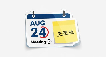 Fototapeta premium Tear-off calendar page highlights an important date and scheduled appointment time