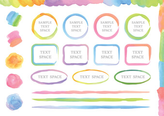 Colorful Watercolor Frames and Text Space Decorative Vector Set