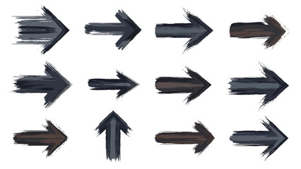 Set of Various Drawn Arrows on White Background for Web Design, Navigation and Directional Elements