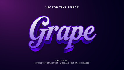 grape editable text effect 3d vector