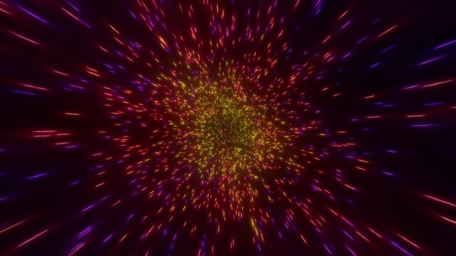Abstract hyperspace jump light speed travel through a colourful wormhole warp drive science fiction concept with seamless smooth rotation