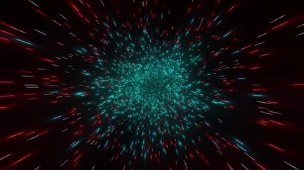 Space travel with warp speed, hyper space or faster than light background effect looking head on, side and looking back turn. Seamless flickering around an invisible spaceship - 3D illustration