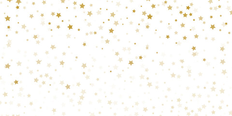 Gold star confetti seamless pattern. Golden glitter sparkle repeated background. Yellow sparks repeated wallpaper. Vector celebration Christmas, New Year, wedding or birthday party decoration backdrop