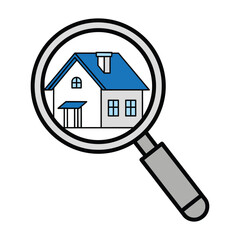 Magnifying glass showing a house vector design