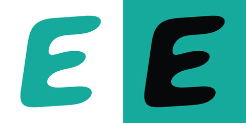 letter e logo teal and black color graphic design
