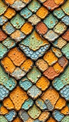Vibrant Reptilian Scales: Abstract Wildlife Photography Pattern with Natural Lighting, High Resolution Detail, and Copy Space for Creative Projects