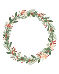 christmas wreath on white background
