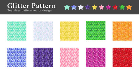 グリッター シームレスパターン 背景素材セット／カラフルなラメ風テクスチャ ベクター | スウォッチカラー