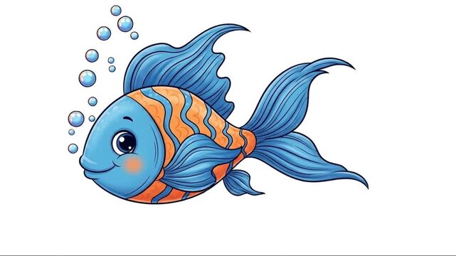 Cute Animated Fish in Various Expressions with Bright Colors and Playful Design