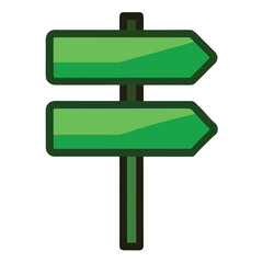 Empty green street signpost on white, providing clear copy space for directional text or announcements.