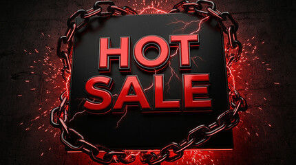 Hot Sale Red 3D Text on Board with Chain and Energy Sparks